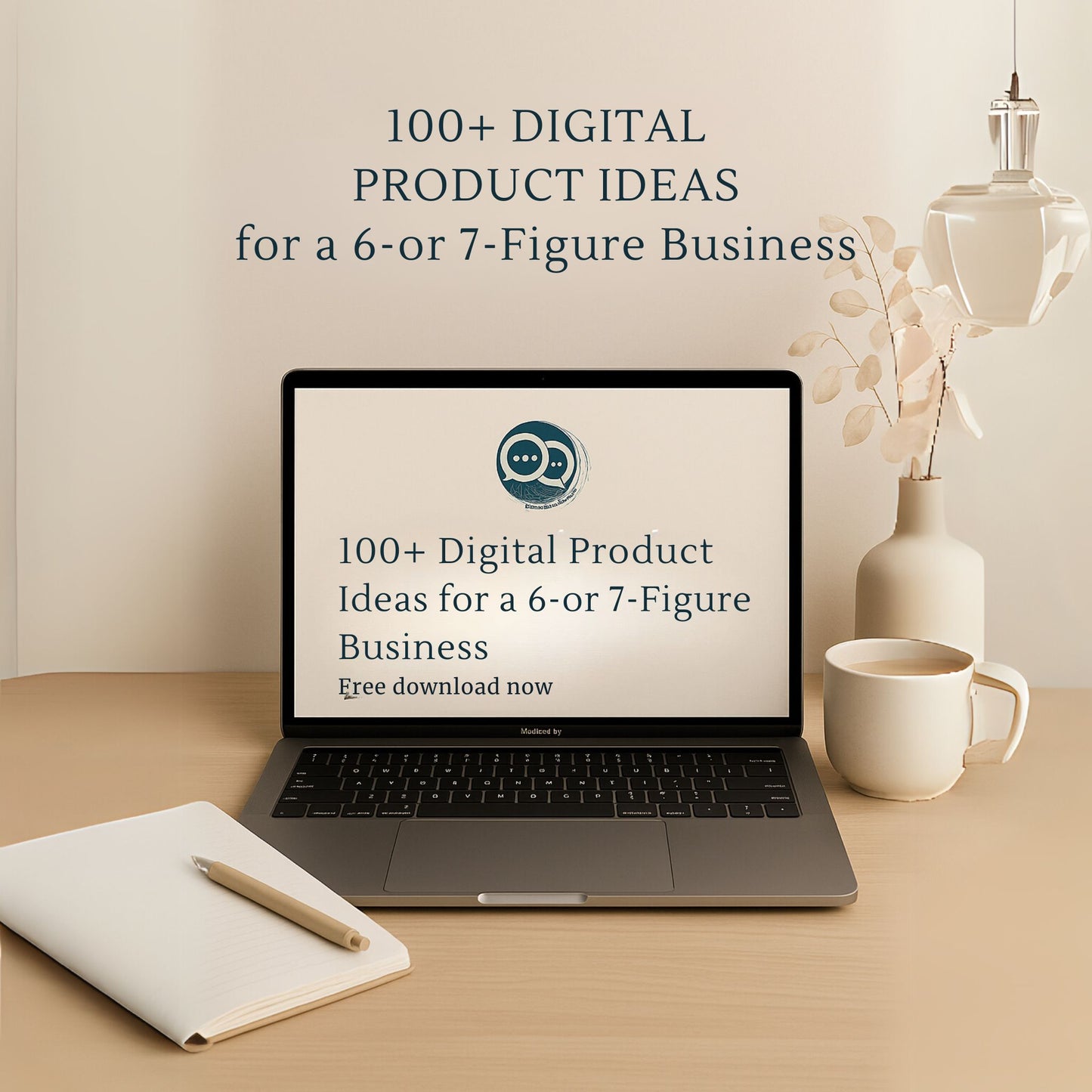 Thumbnail of 105 Free Digital Business Ideas PDF download – vibrant design with business tips for beginners and entrepreneurs using AI tools