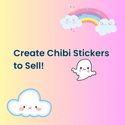 Kawaii sticker AI prompt guide explaining chibi cat and unicorn designs for Shopify

