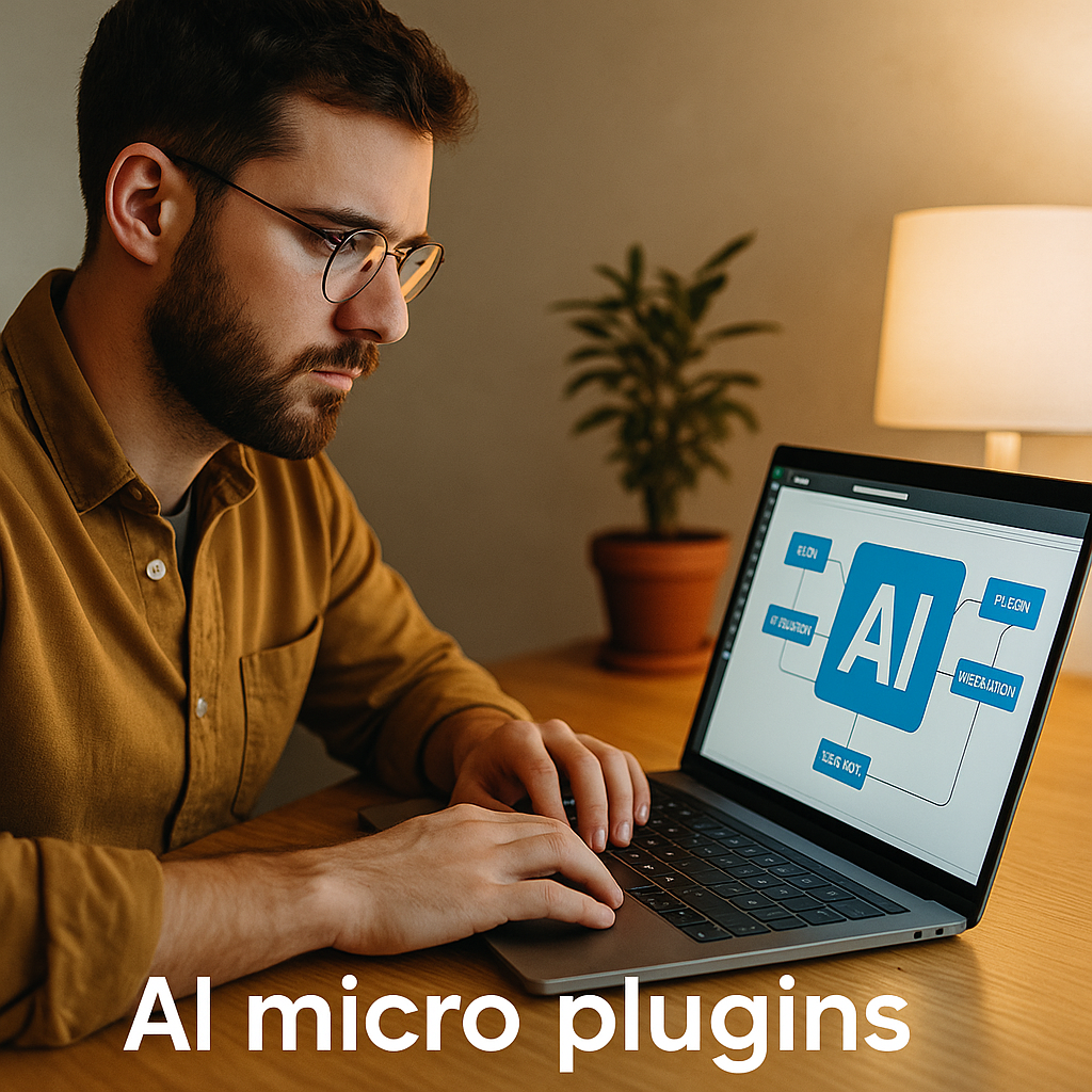 A focused entrepreneur working with AI tools in a modern home office – ideal visual for an AI productivity prompt.

