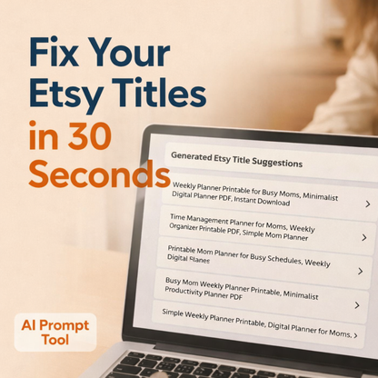 AI workflow tool that helps Etsy sellers write better Etsy titles fast to improve SEO and increase clicks