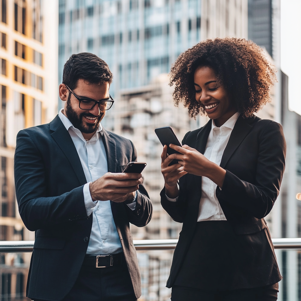 Professional interacting with LinkedIn connections on a smartphone