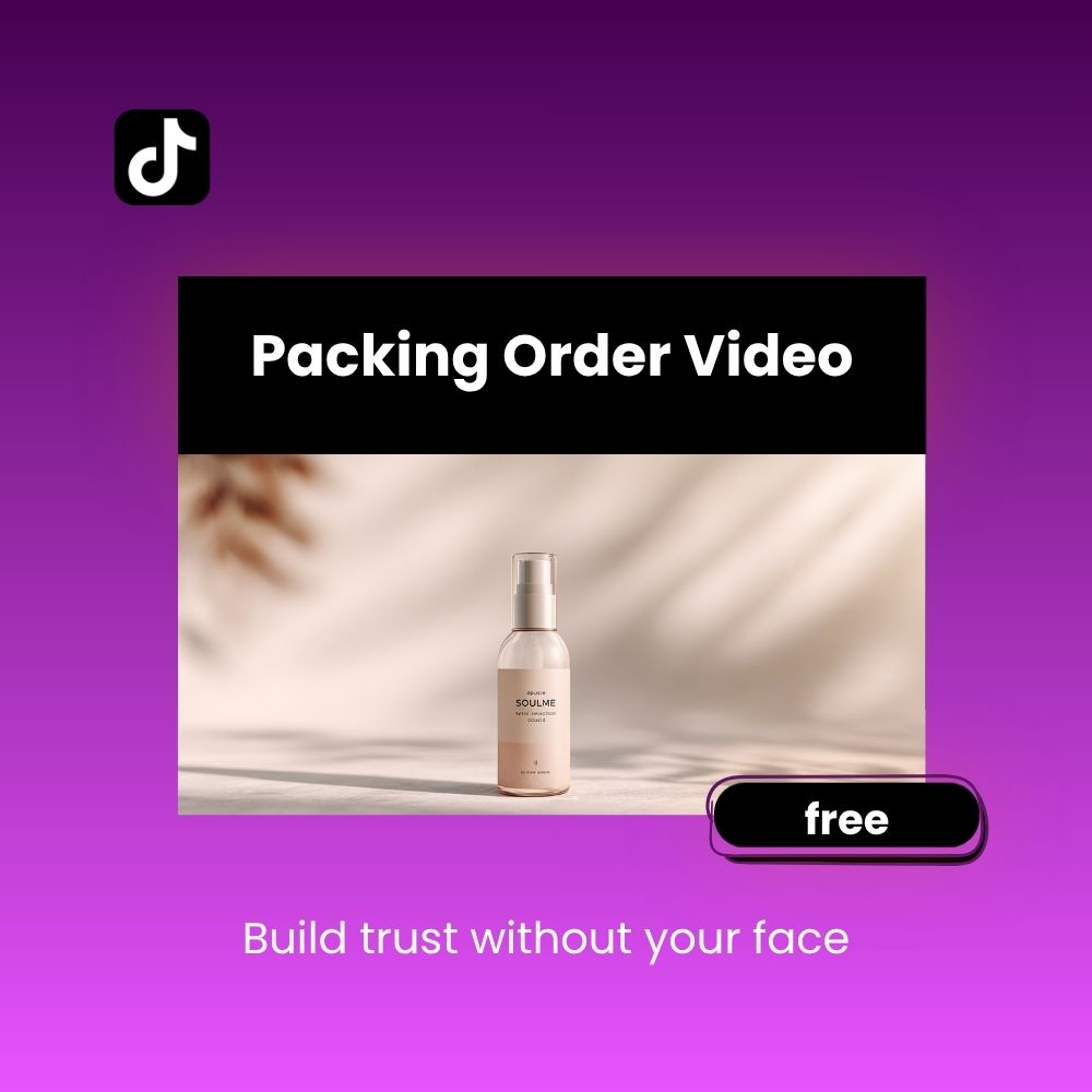 hands packing product box for small business faceless video content ecommerce