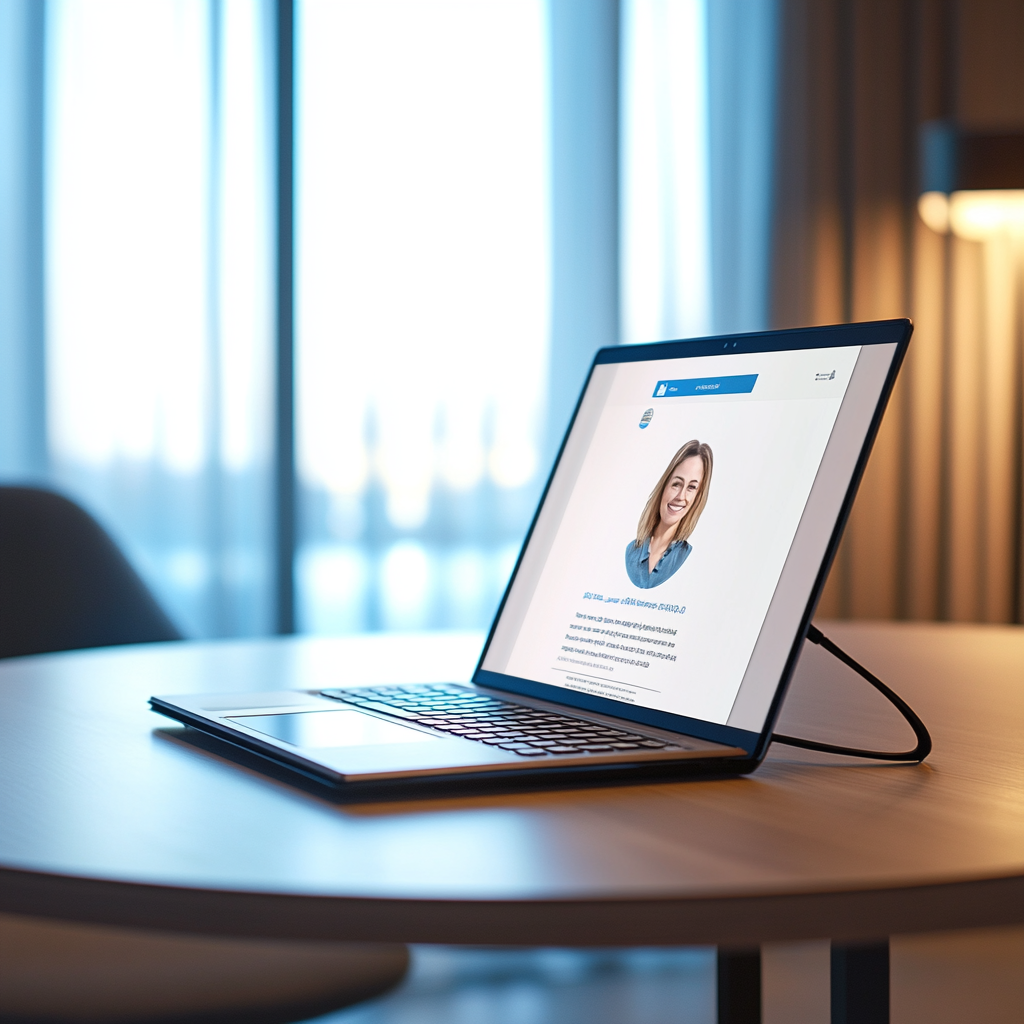 Laptop screen showcasing a fully optimized LinkedIn profile