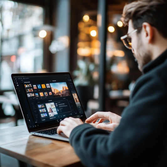 A cozy home workspace with a laptop open to an eBook creation guide, a notebook, and a coffee cup.