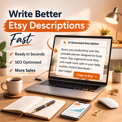 AI workflow tool that helps Etsy sellers write better product descriptions fast to improve SEO and increase sales