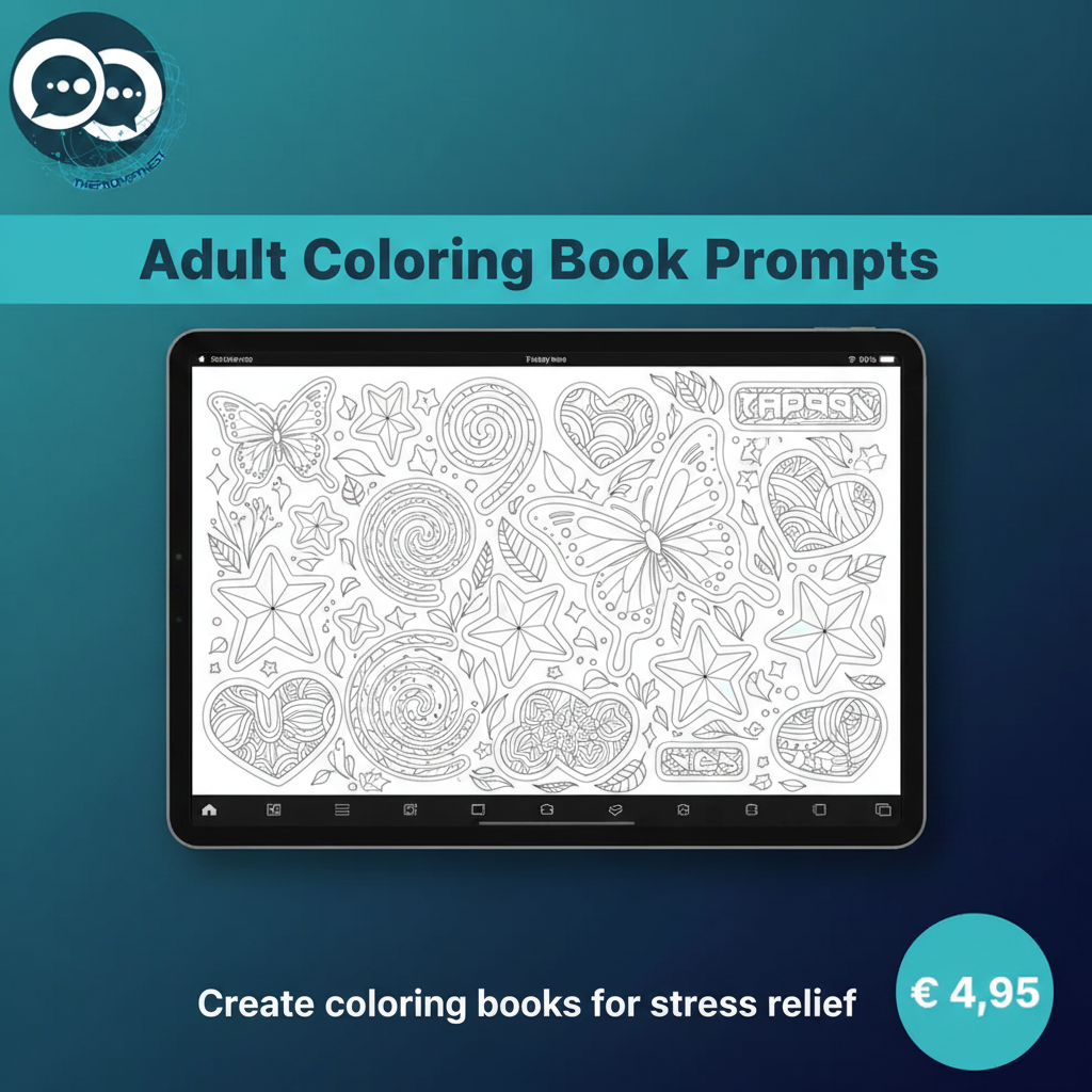 Adult Coloring Book Prompts – stress relief product card