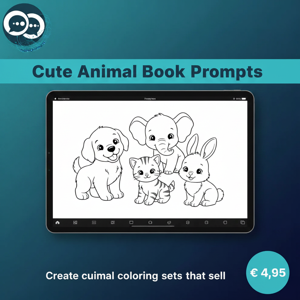 Create Cute Animal Coloring Books with AI – product card