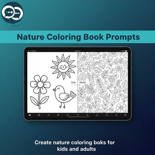 Tablet showing simple flower, sun and bird coloring outlines beside detailed botanical coloring patterns