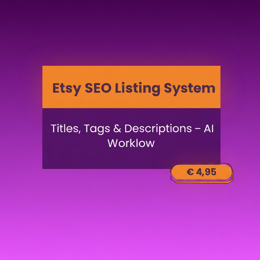 Etsy SEO listing system AI workflow PDF – write optimized titles, tags and descriptions that rank higher and convert more buyers in 2026